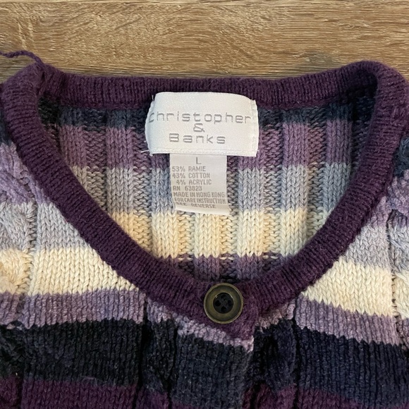 Christopher & Banks Purple Striped Sweater Vest - Picture 3 of 4